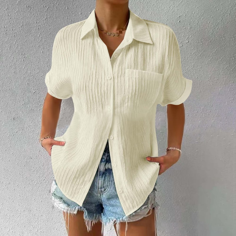 Tara | Textured Button-Up Top