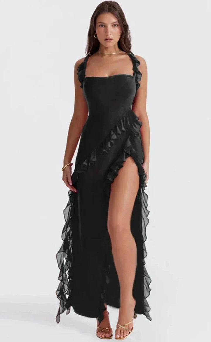Camilla | Chic Ruffle Split Maxi Dress