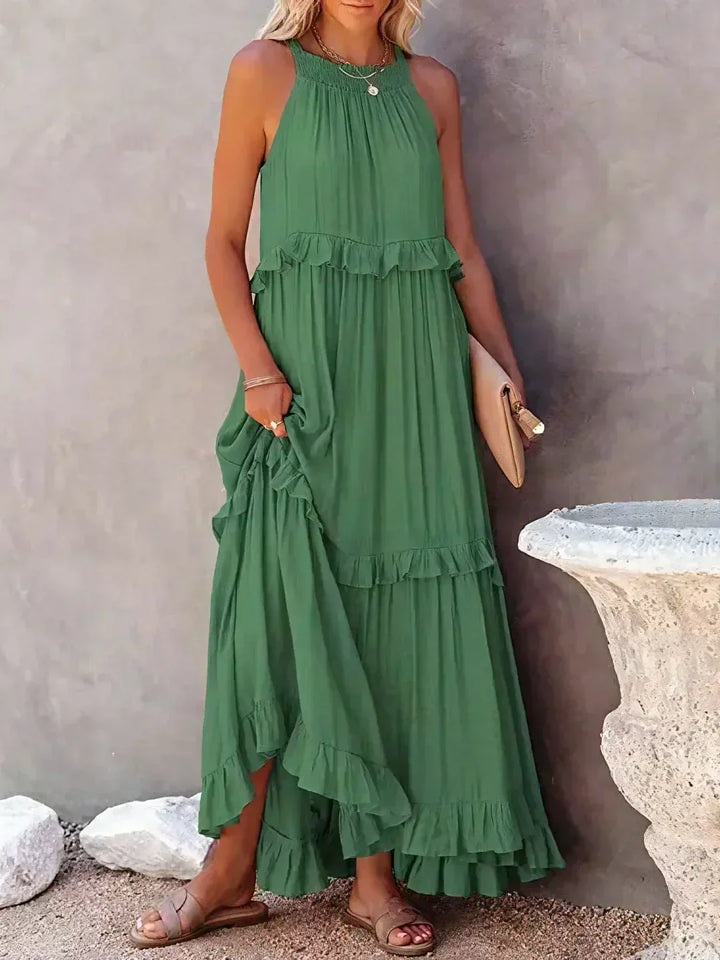 Sola | Halter Ruffle Maxi Dress