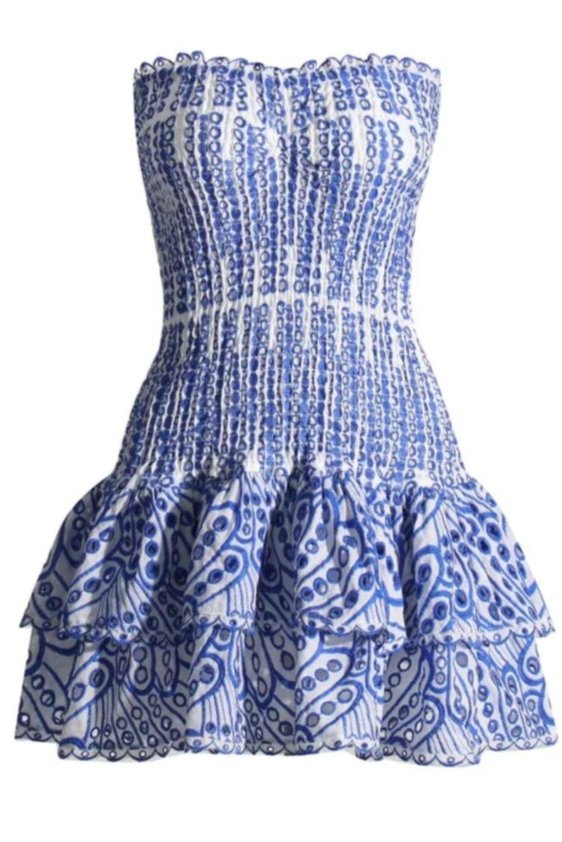 Monica | Strapless Ruffled Open-Back Mini Dress