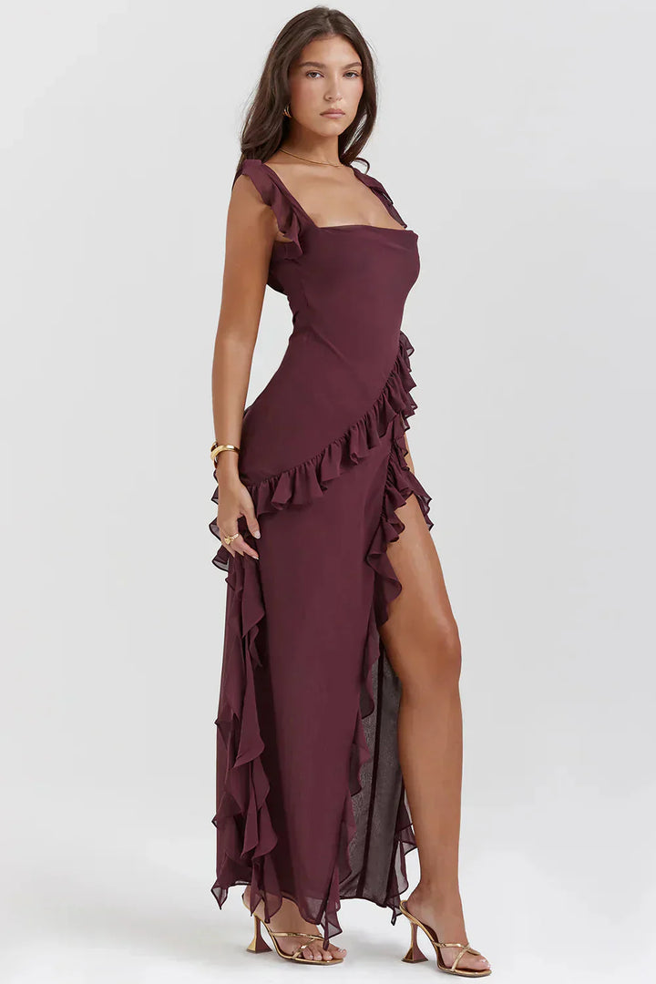 Camilla | Chic Ruffle Split Maxi Dress