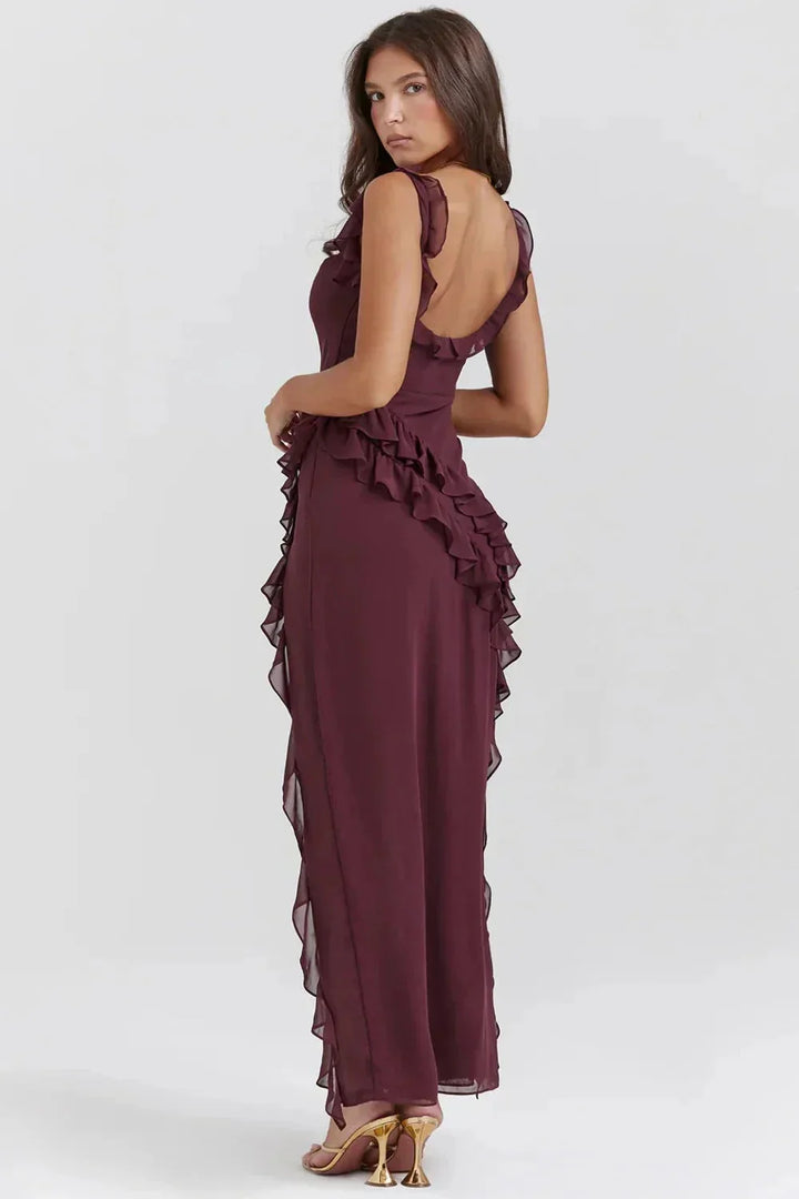 Camilla | Chic Ruffle Split Maxi Dress
