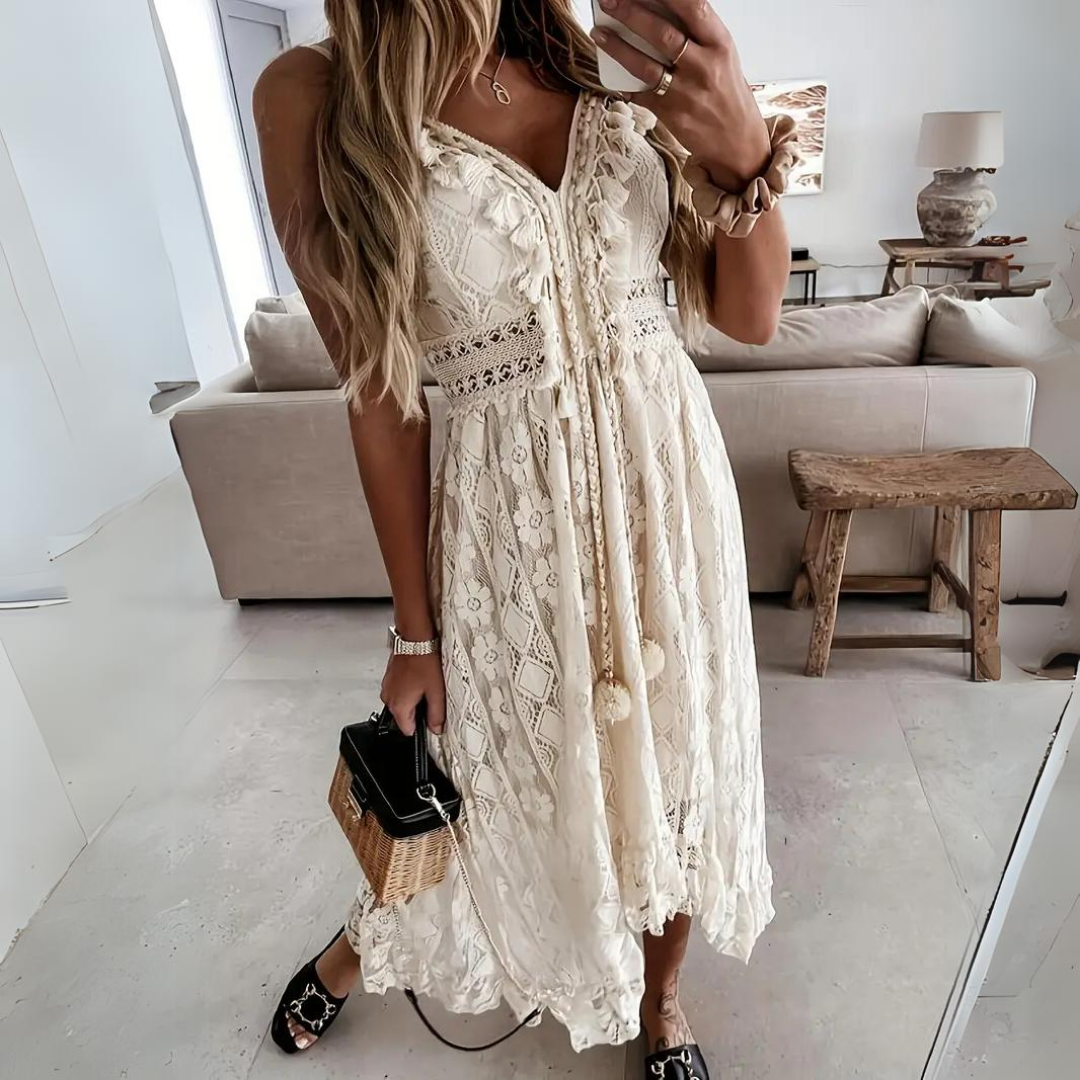 Marisol | Lace Boho Midi Dress