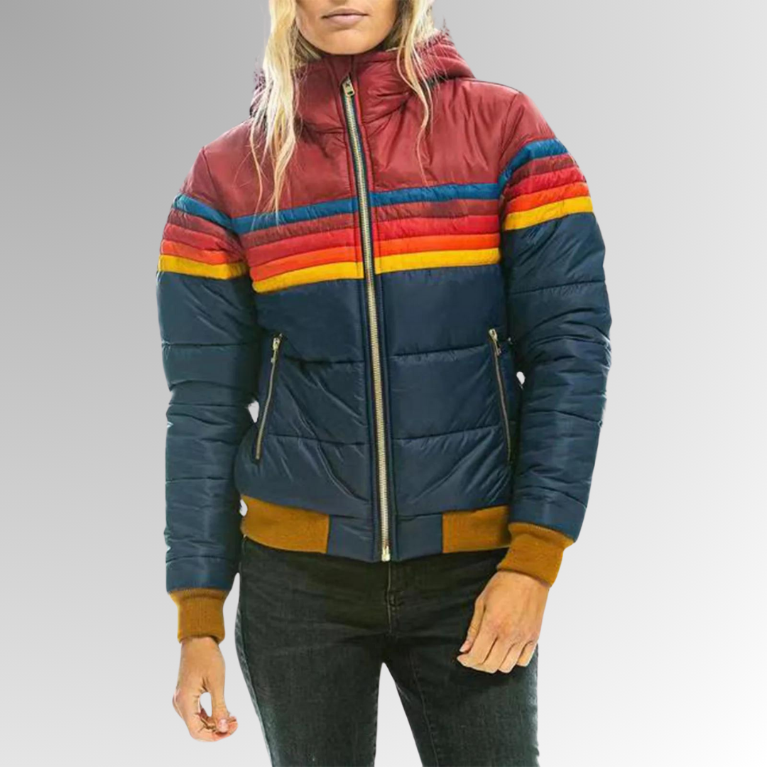 Jennifer | Waterproof Retro Striped Puffer Jacket