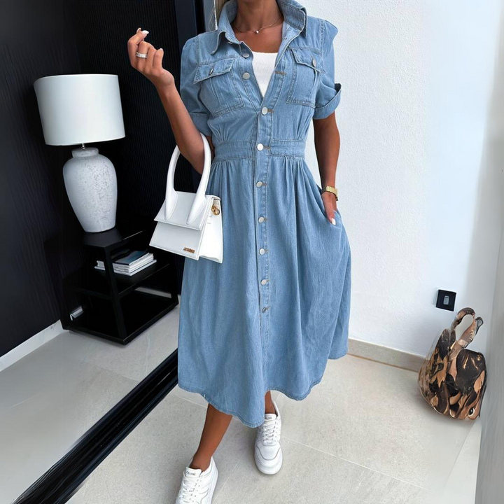 Stella | Classic Denim Midi Dress