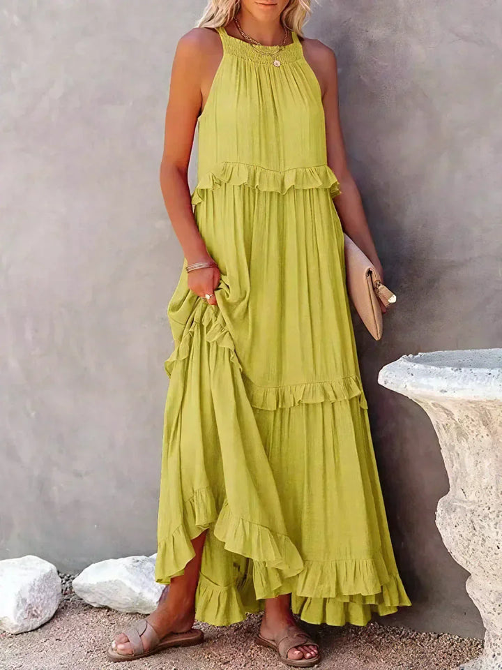 Sola | Halter Ruffle Maxi Dress