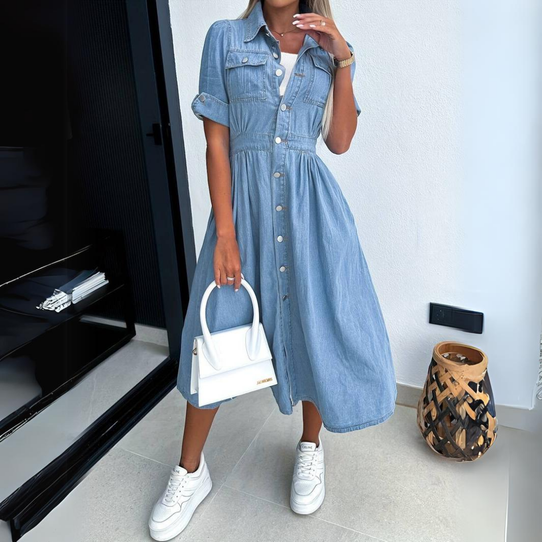 Stella | Classic Denim Midi Dress