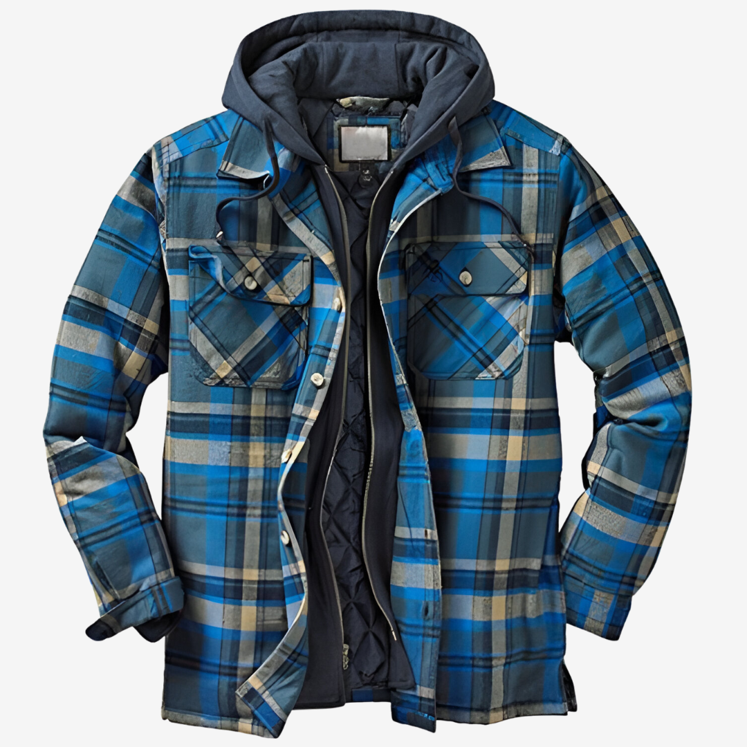 Manuel | Men’s Quilted Hooded Plaid Jacket