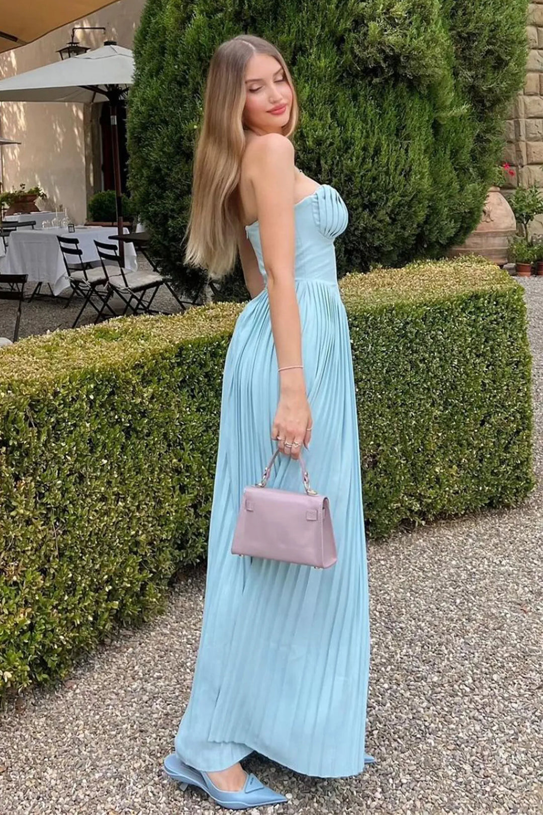 Aurora | Pleated Strapless Maxi Dress
