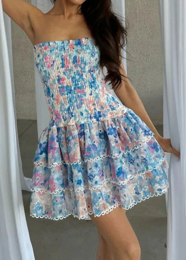 Andrea | Romantic Bloom Strapless Mini Dress