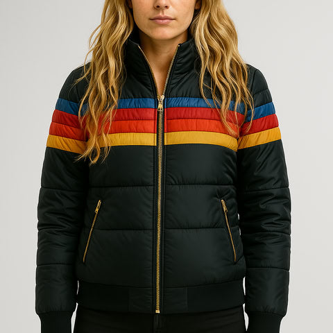 Jennifer | Waterproof Retro Striped Puffer Jacket