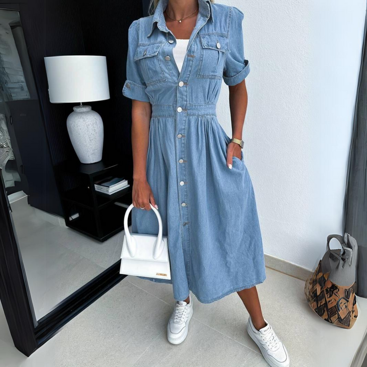 Stella | Classic Denim Midi Dress