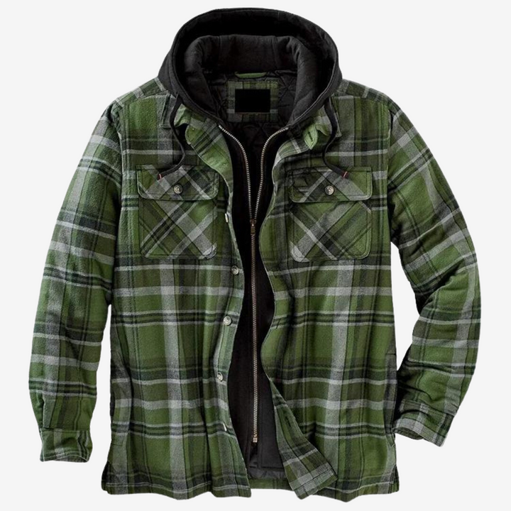 Manuel | Men’s Quilted Hooded Plaid Jacket