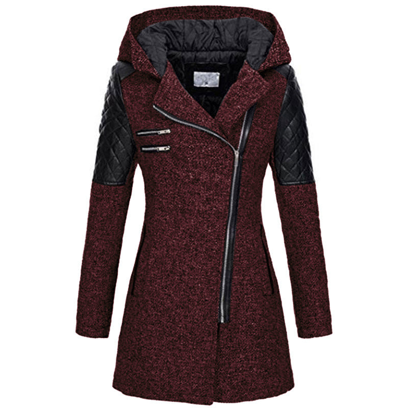 Ellen | Women's Quilted Hooded Tweed Coat