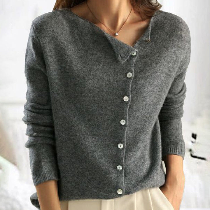 Andrea | Women's Asymmetrical Button-Up Sweater