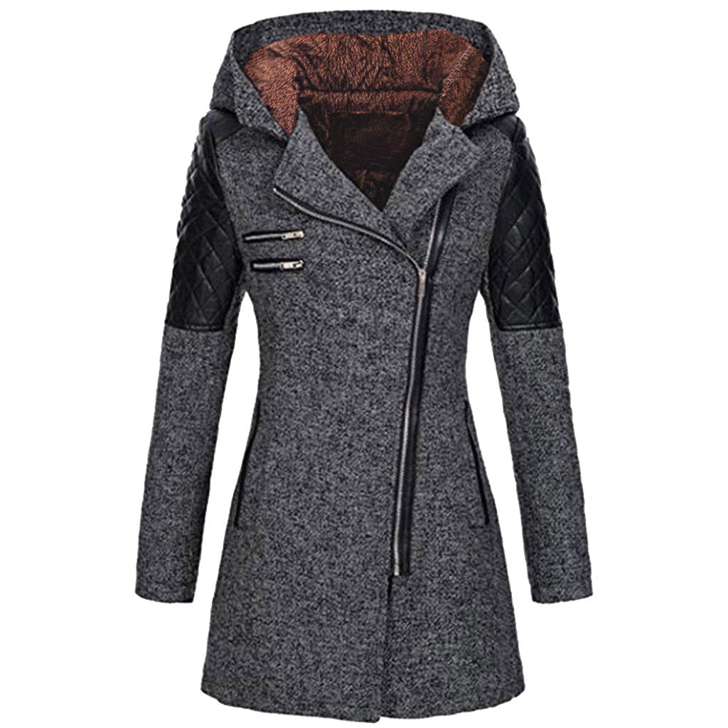 Ellen | Women's Quilted Hooded Tweed Coat