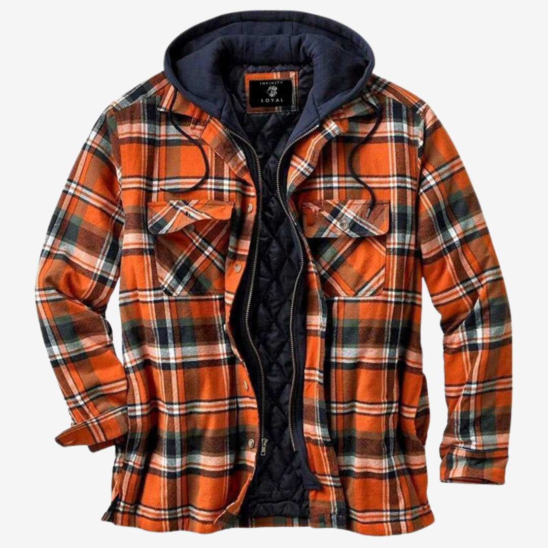 Manuel | Men’s Quilted Hooded Plaid Jacket