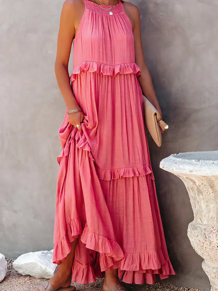 Sola | Halter Ruffle Maxi Dress