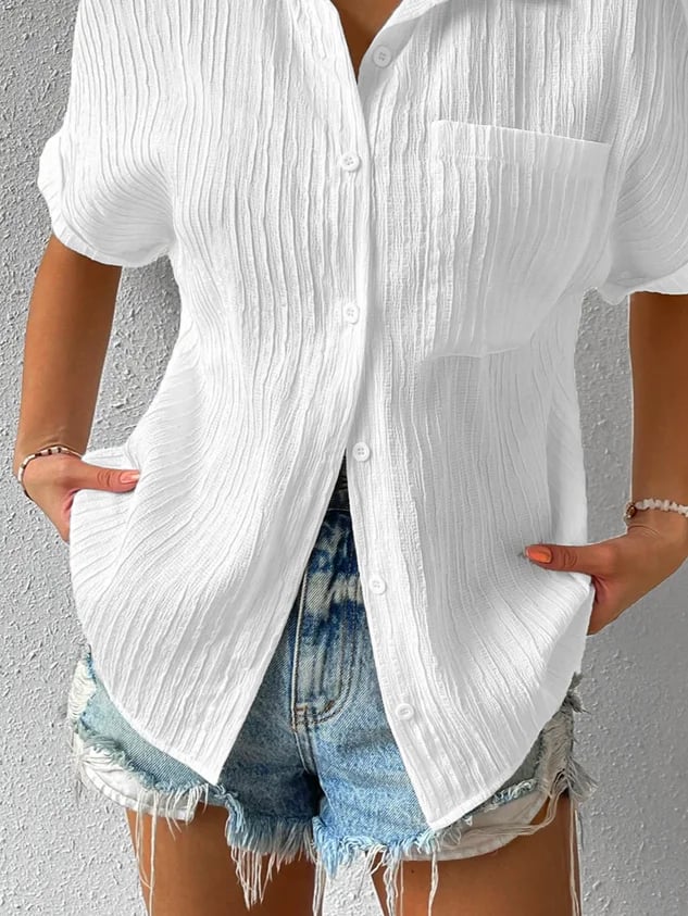 Tara | Textured Button-Up Top