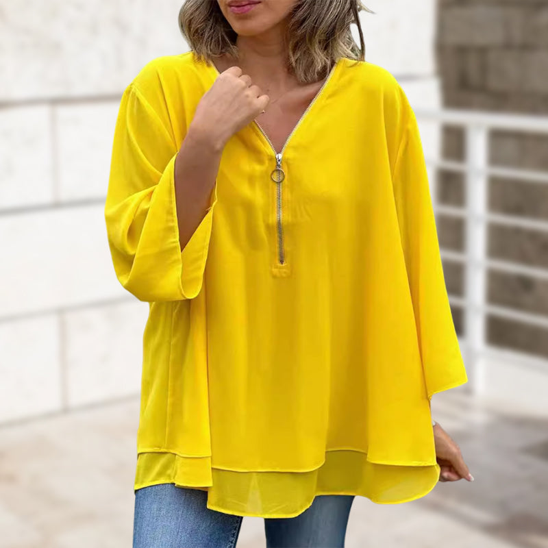 Lara | Chic Flowy Zip Top