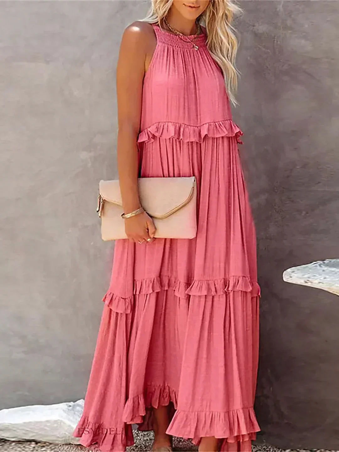 Sola | Halter Ruffle Maxi Dress