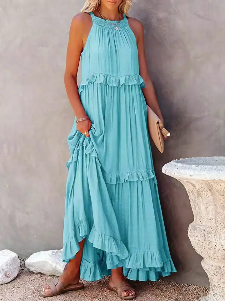 Sola | Halter Ruffle Maxi Dress