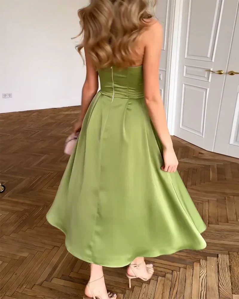 Leslie | Refined Strapless Midi Dress