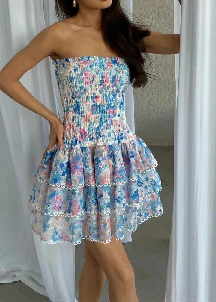 Andrea | Romantic Bloom Strapless Mini Dress