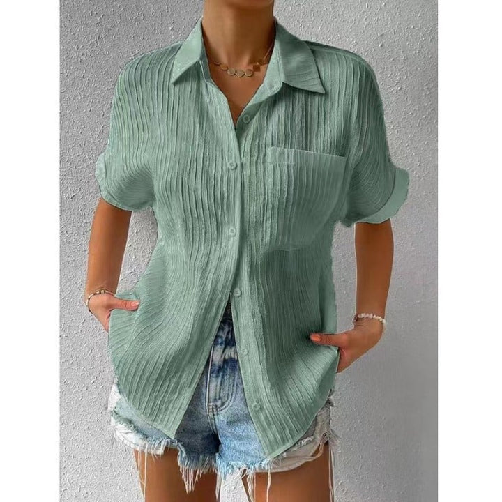 Tara | Textured Button-Up Top