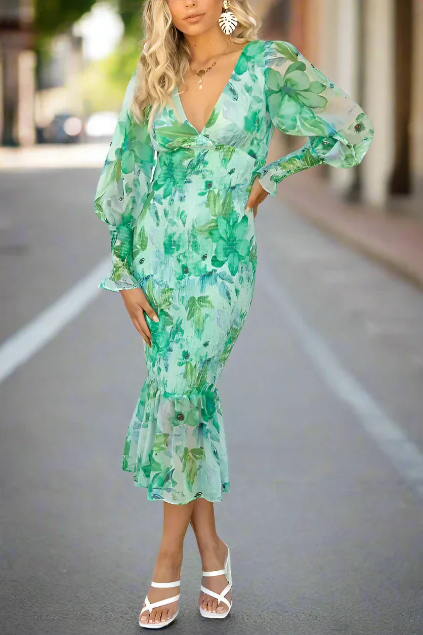 Cathy Mae | Floral Ruffle Midi Dress