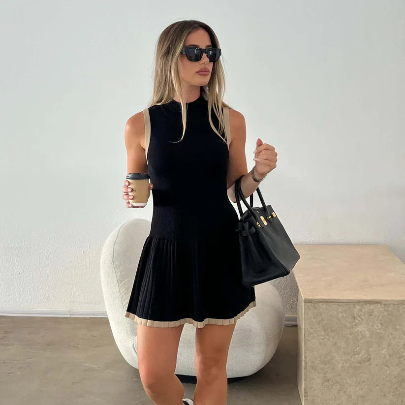 Tessa | Sleek Contrast Ribbed Mini Dress