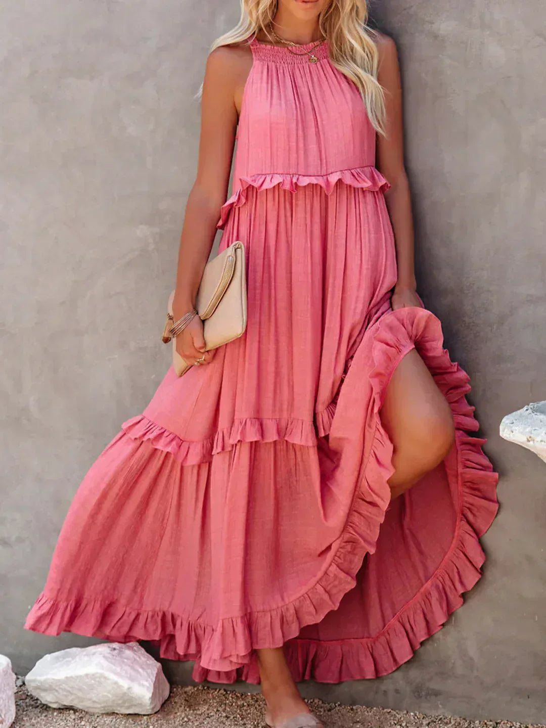 Sola | Halter Ruffle Maxi Dress