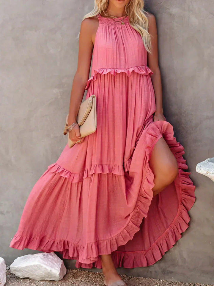 Sola | Halter Ruffle Maxi Dress