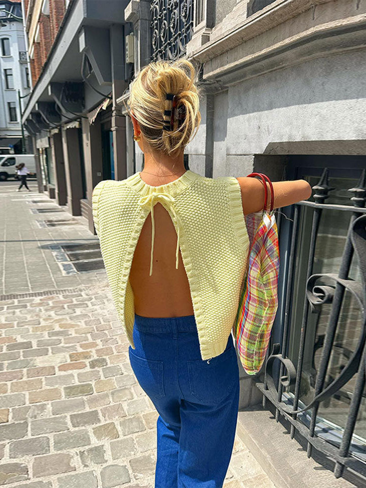 Heidi | Chic Knitted Backless Cardigan Top