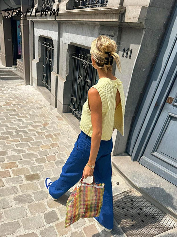 Heidi | Chic Knitted Backless Cardigan Top