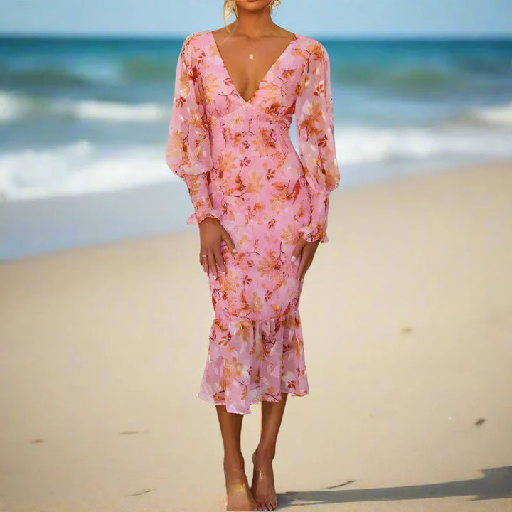 Cathy Mae | Floral Ruffle Midi Dress