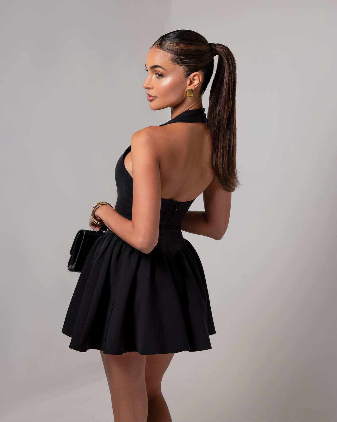 Lucia | Elegant Halter Crepe Mini Dress