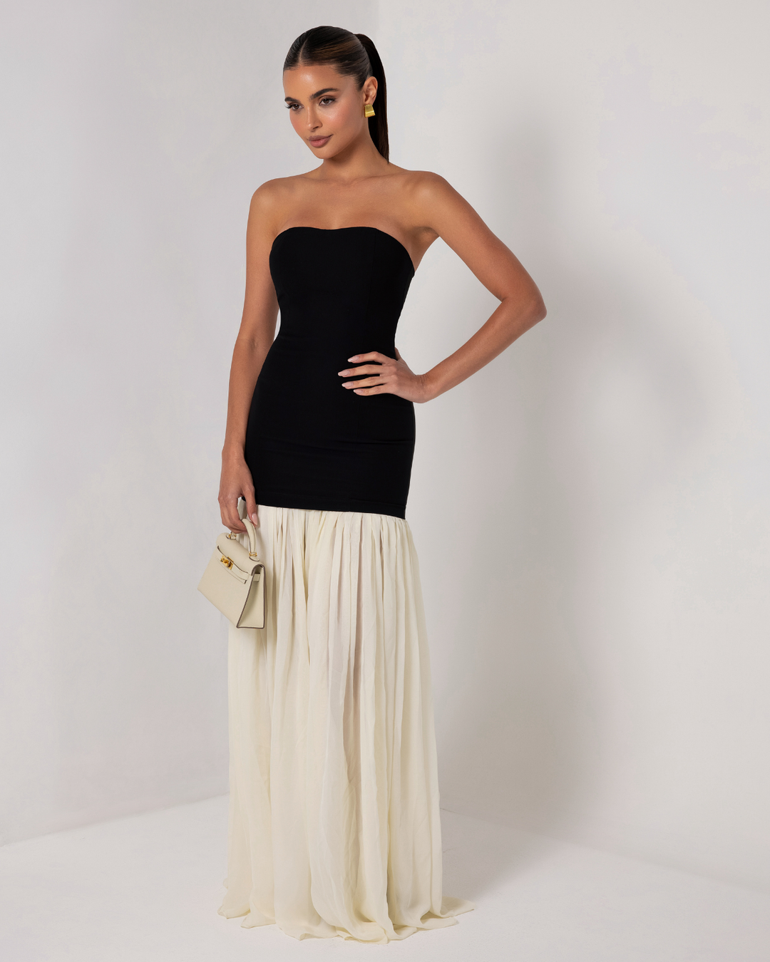 Nadia | Classic Strapless Chiffon Maxi Dress
