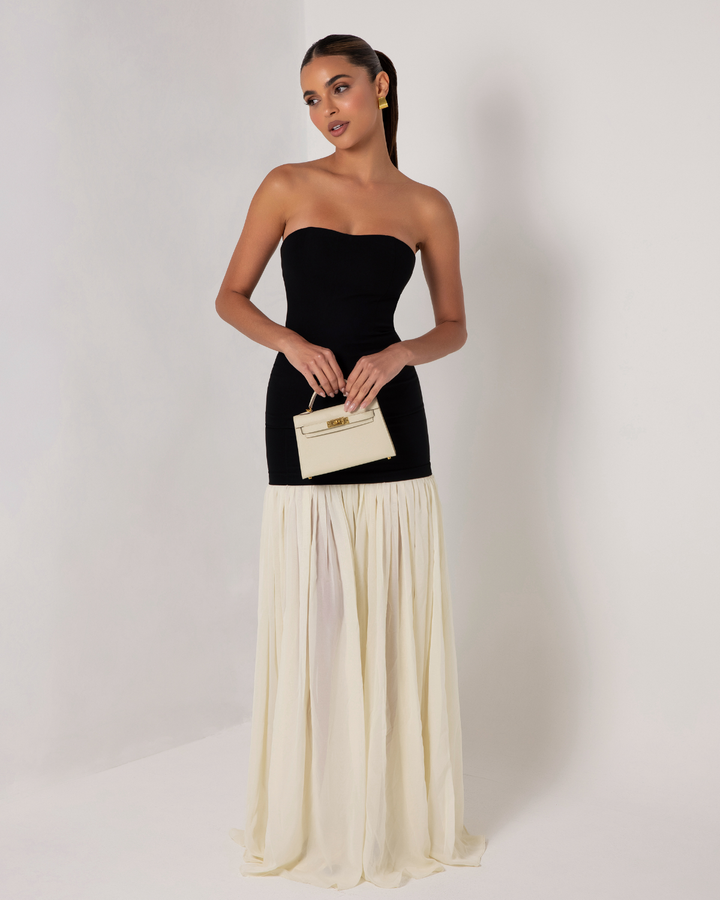 Nadia | Classic Strapless Chiffon Maxi Dress
