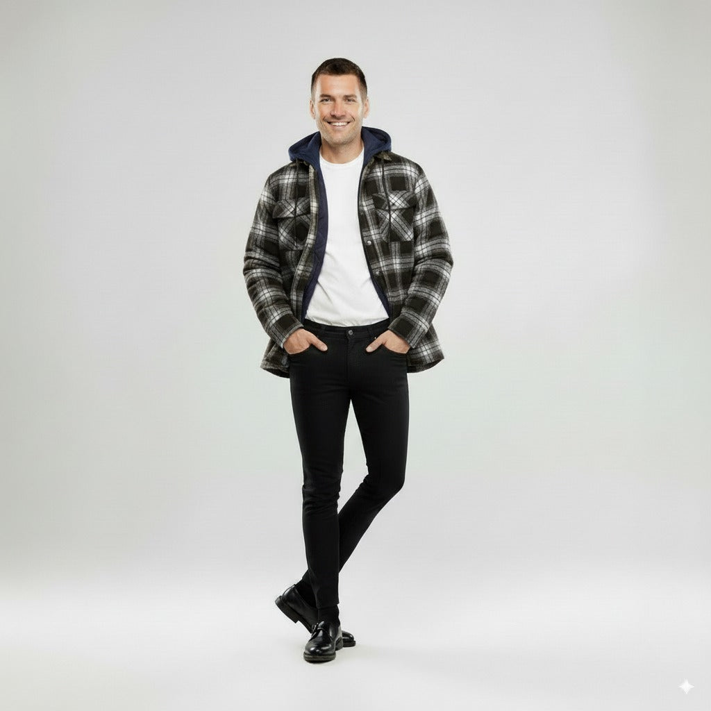 Garette | Men's Warm Winter Checkered Style Hooded Jacket