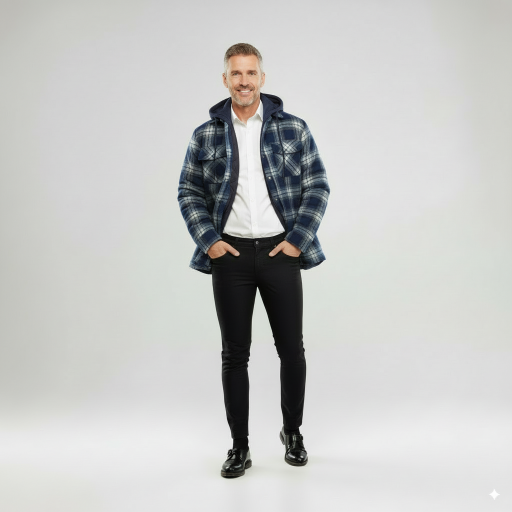 Garette | Men's Warm Winter Checkered Style Hooded Jacket