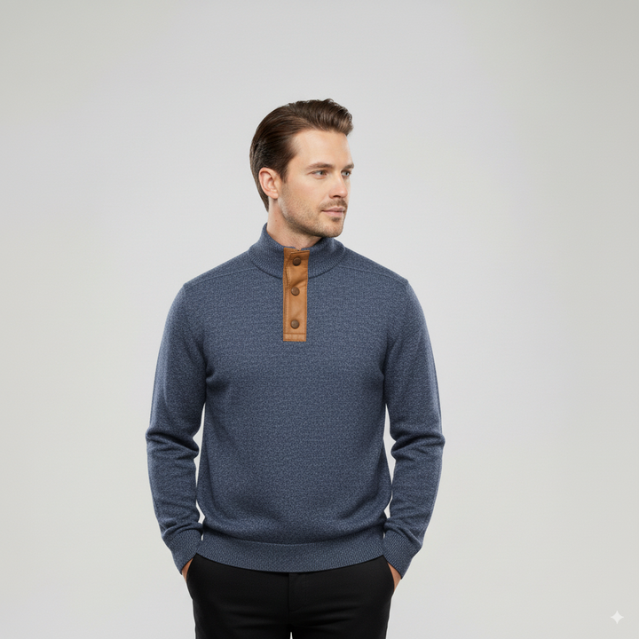 Oliver | Quarter Zip Brown Trim Pullover