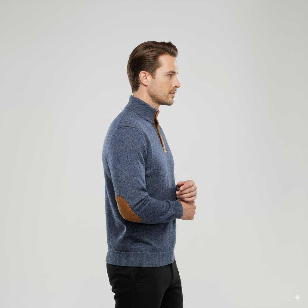 Oliver | Quarter Zip Brown Trim Pullover