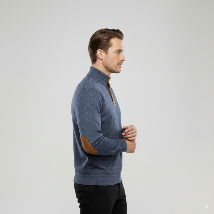 Oliver | Quarter Zip Brown Trim Pullover