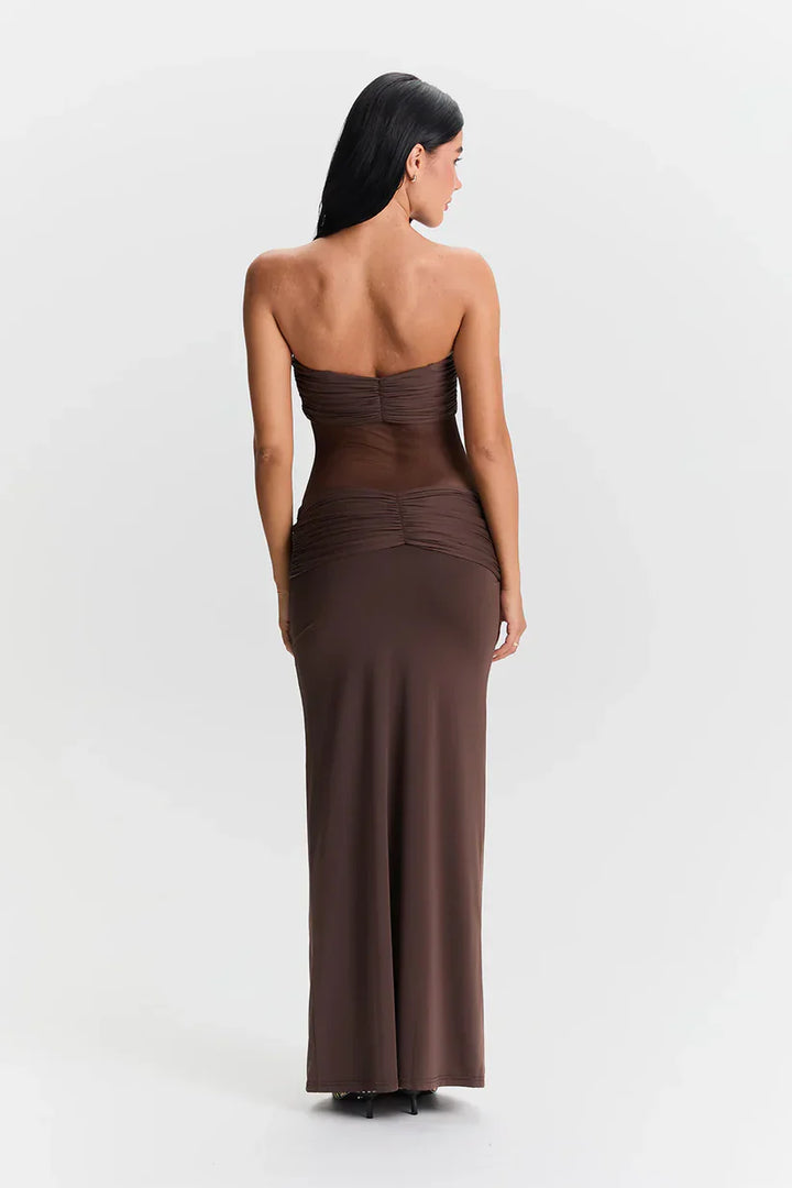 Leah | Elegant Twist Sheer Maxi Dress