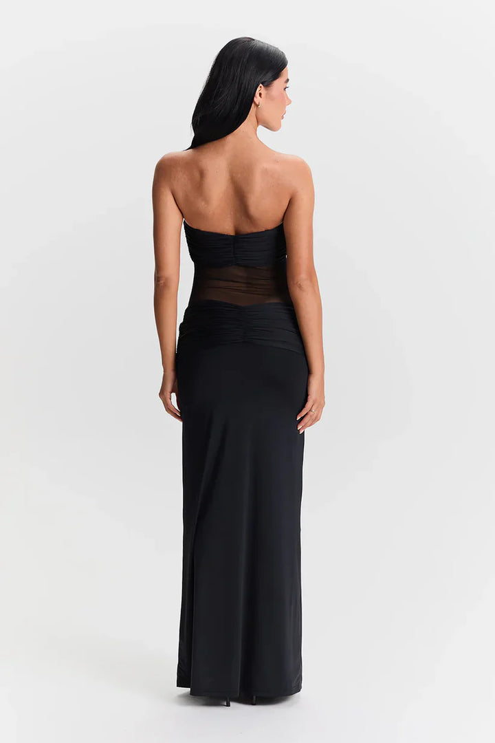 Leah | Elegant Twist Sheer Maxi Dress
