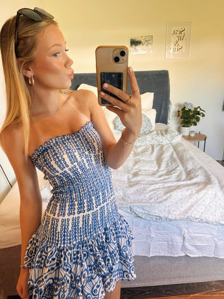 Monica | Strapless Ruffled Open-Back Mini Dress