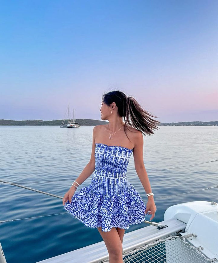 Monica | Strapless Ruffled Open-Back Mini Dress