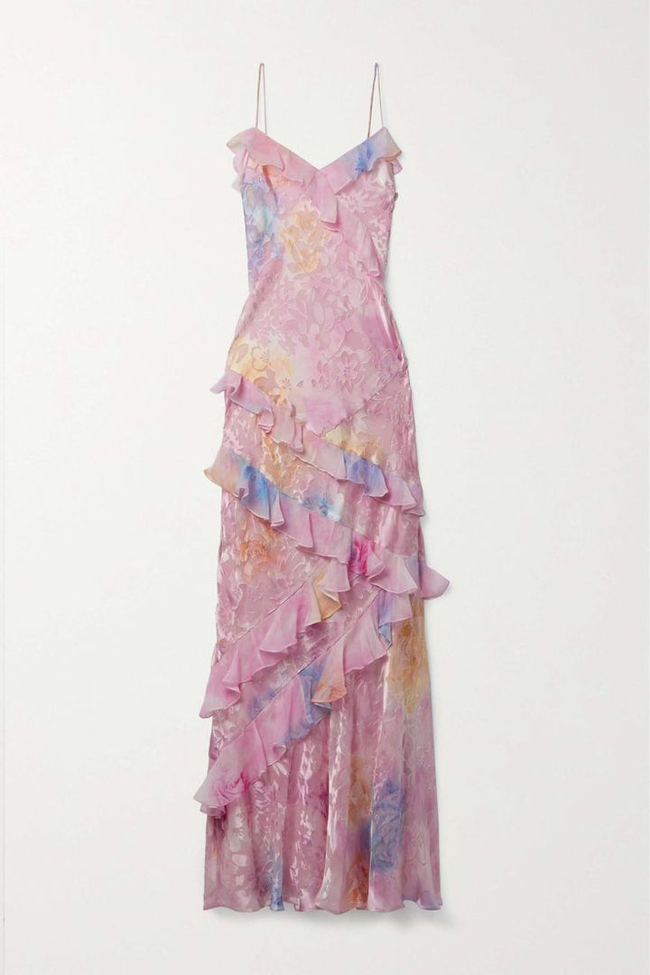 Belle | Graceful Cascading Ruffle Midi Dress