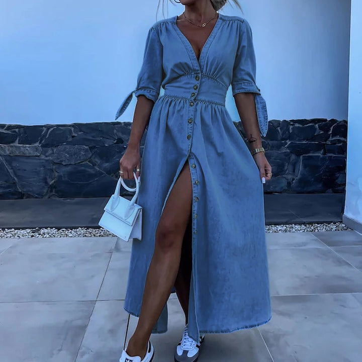 Nicole | Denim Maxi Dress